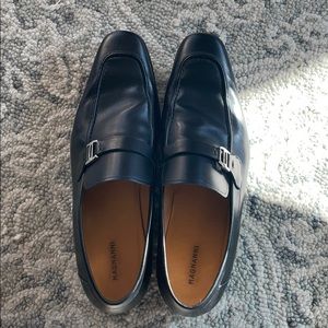 Magnanni black leather dress loafers